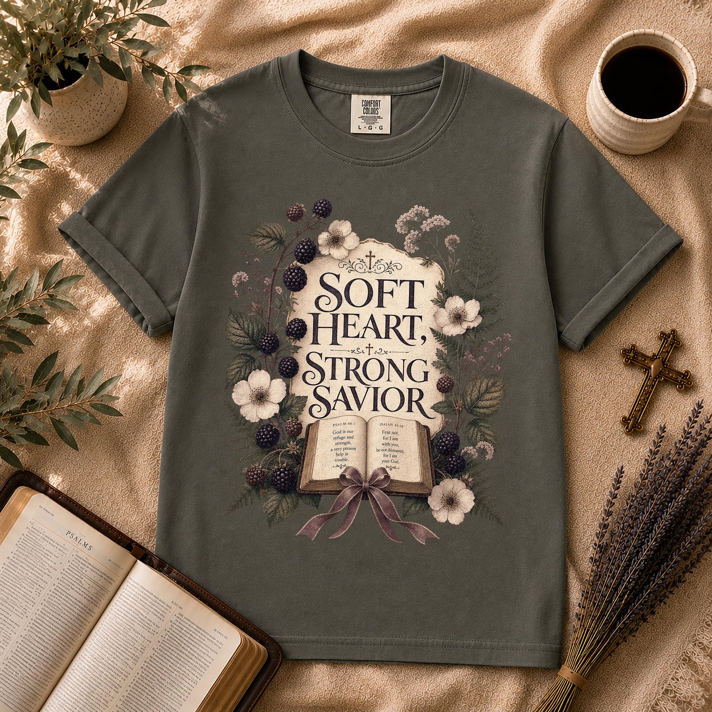 Soft Heart Strong Savior Cottage Goth Christian T-Shirt