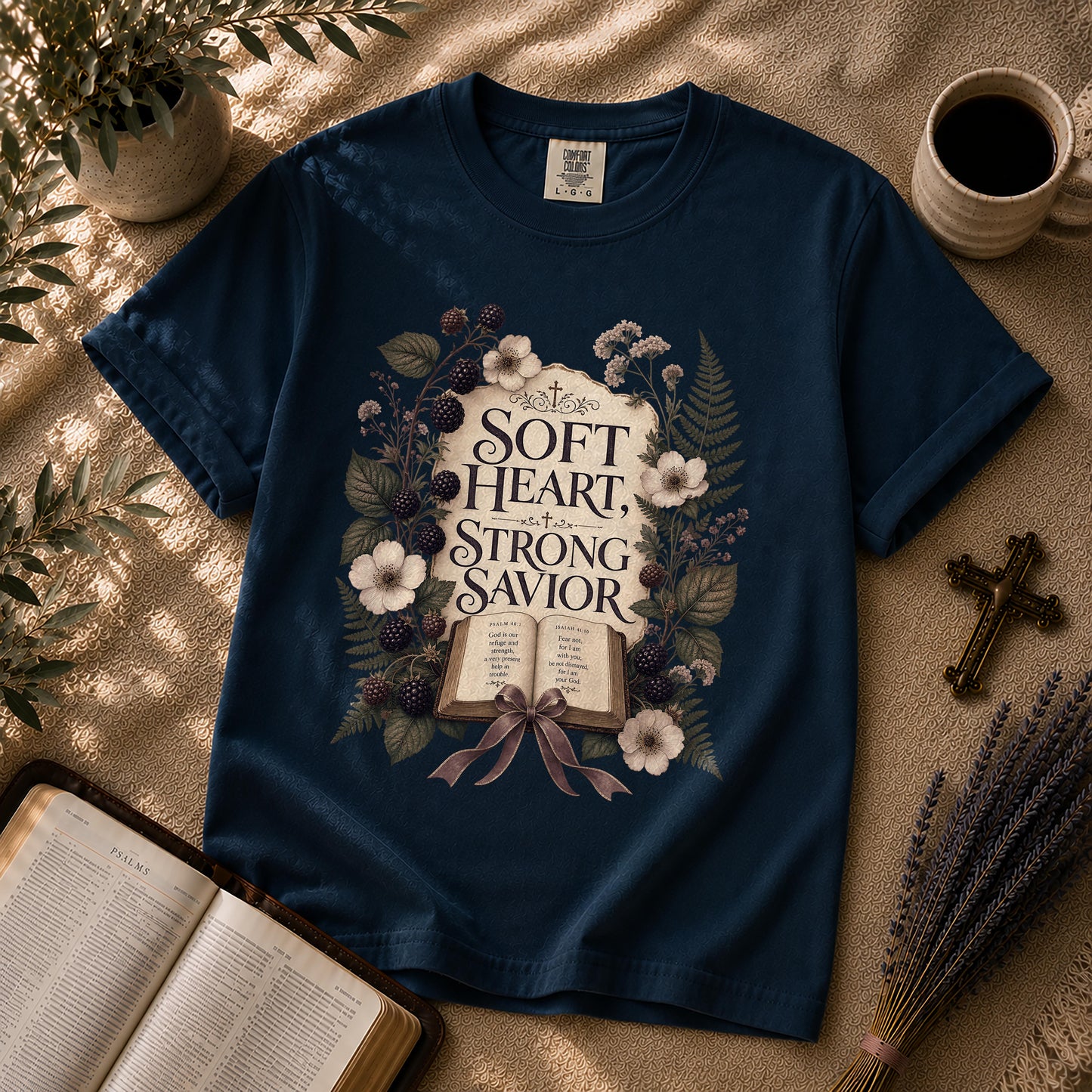 Soft Heart Strong Savior Cottage Goth Christian T-Shirt