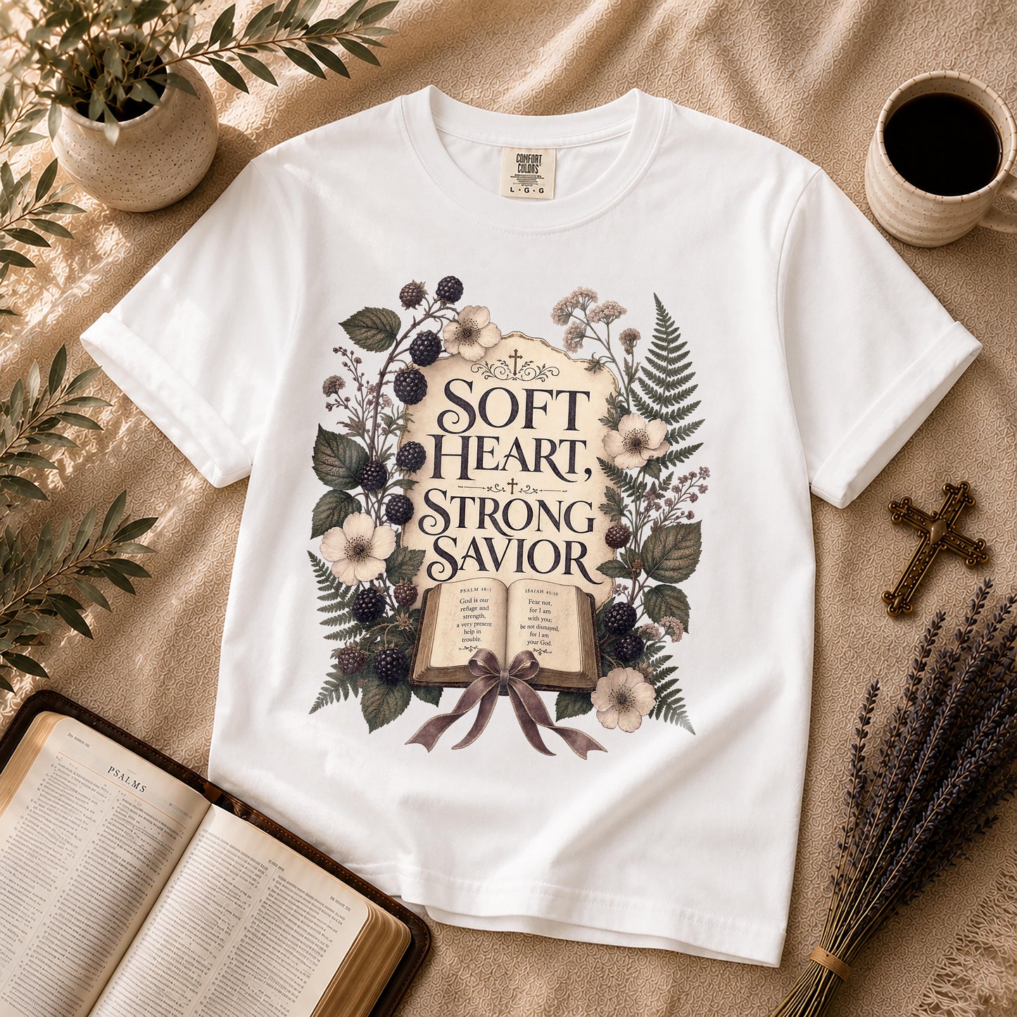 Soft Heart Strong Savior Cottage Goth Christian T-Shirt