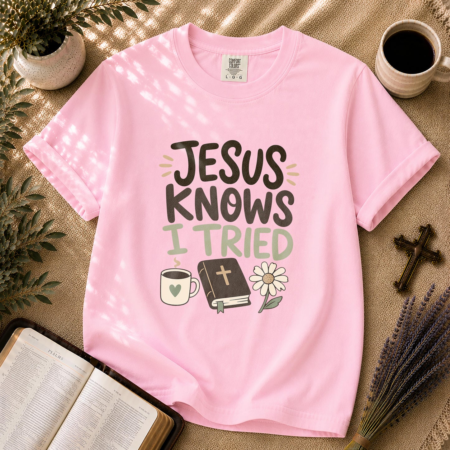 Jesus Knows I Tried Funny Christian T-Shirt