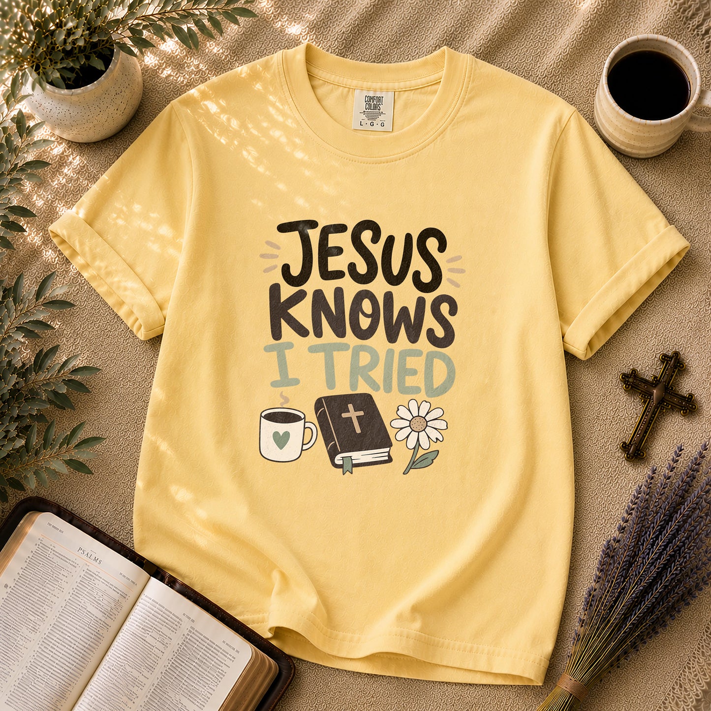 Jesus Knows I Tried Funny Christian T-Shirt