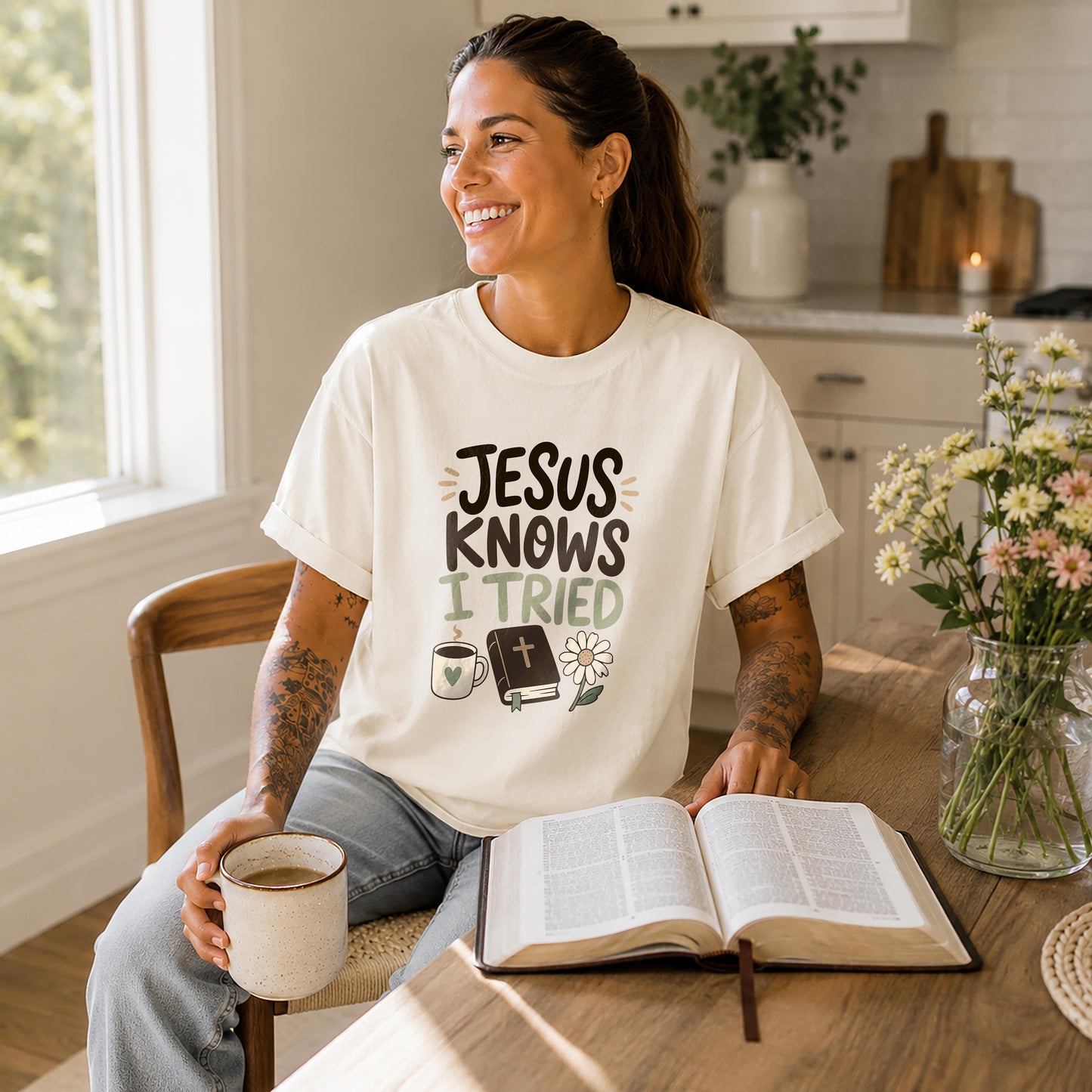 Jesus Knows I Tried Funny Christian T-Shirt