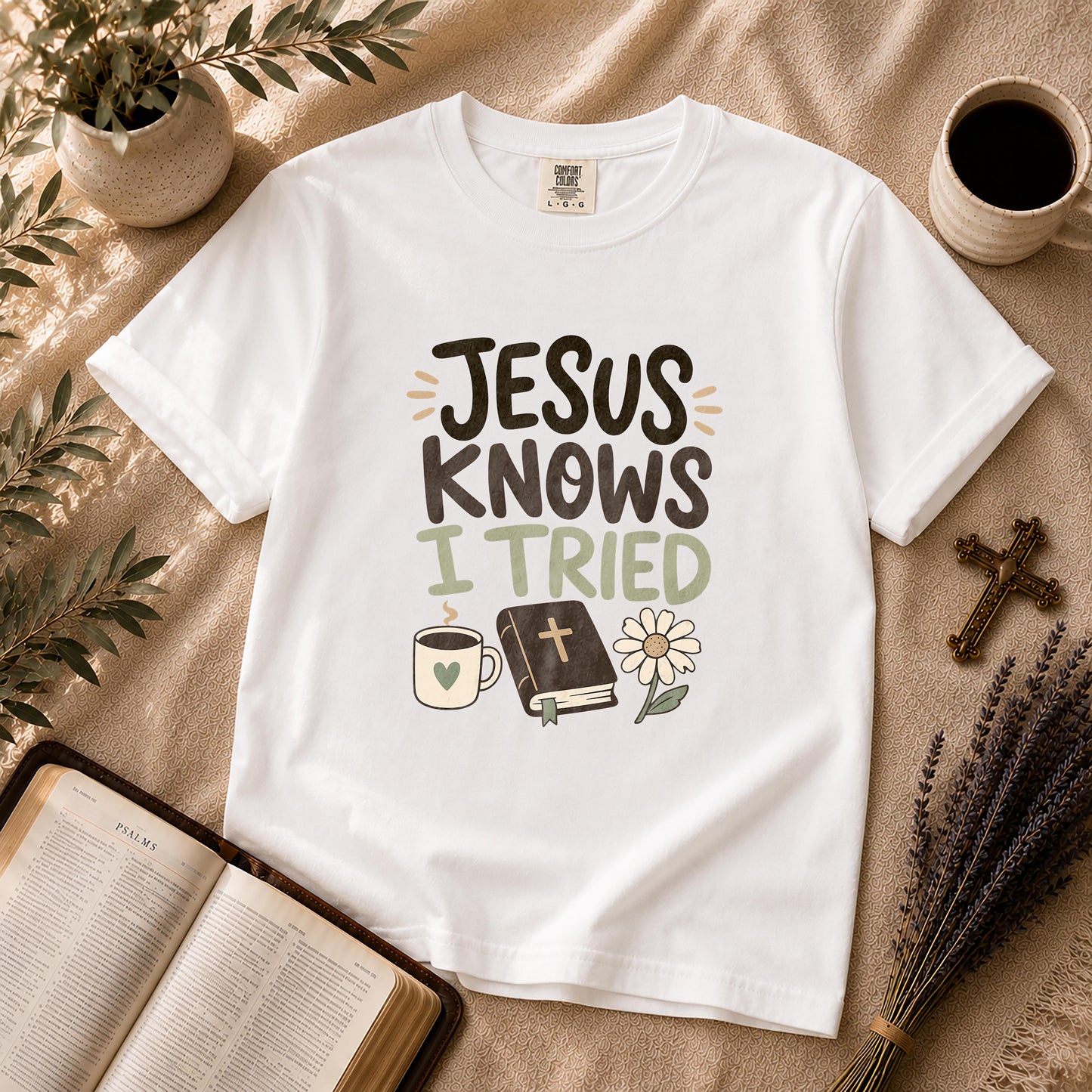Jesus Knows I Tried Funny Christian T-Shirt