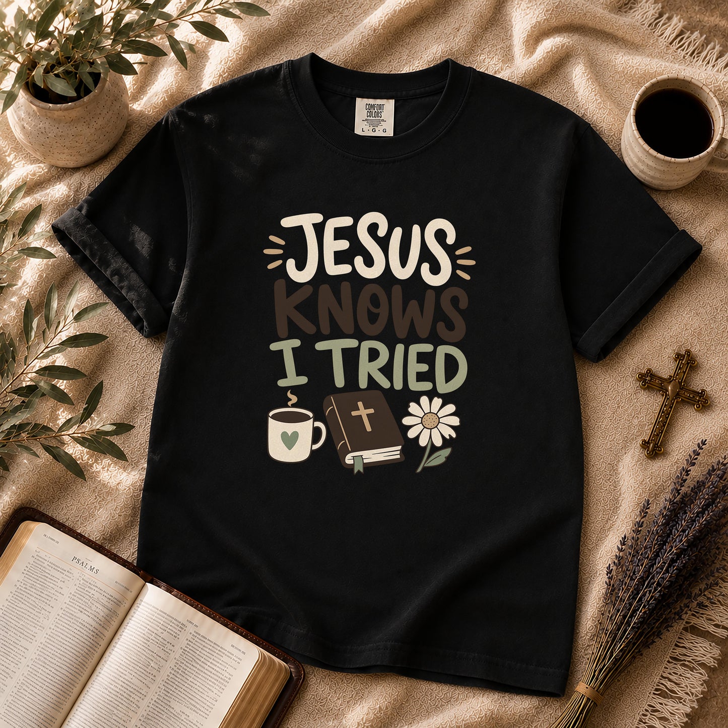 Jesus Knows I Tried Funny Christian T-Shirt