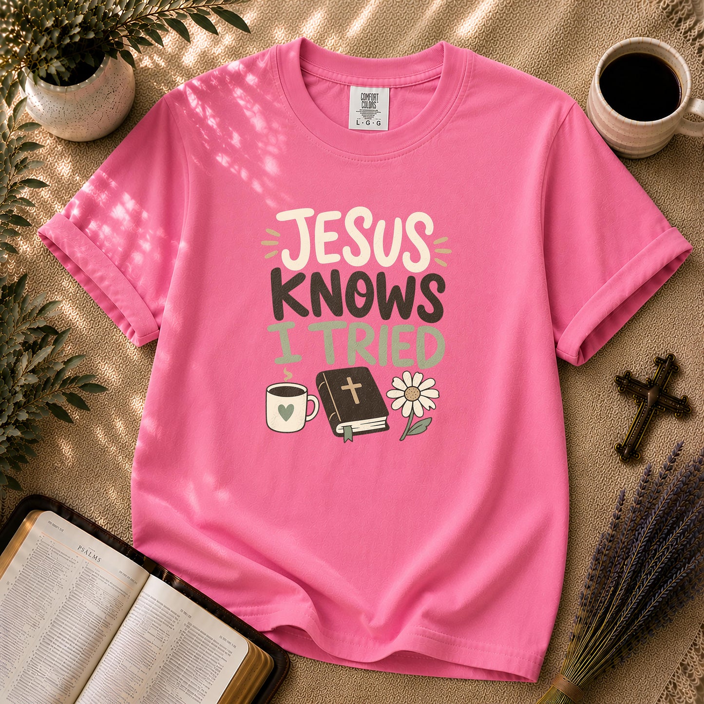 Jesus Knows I Tried Funny Christian T-Shirt