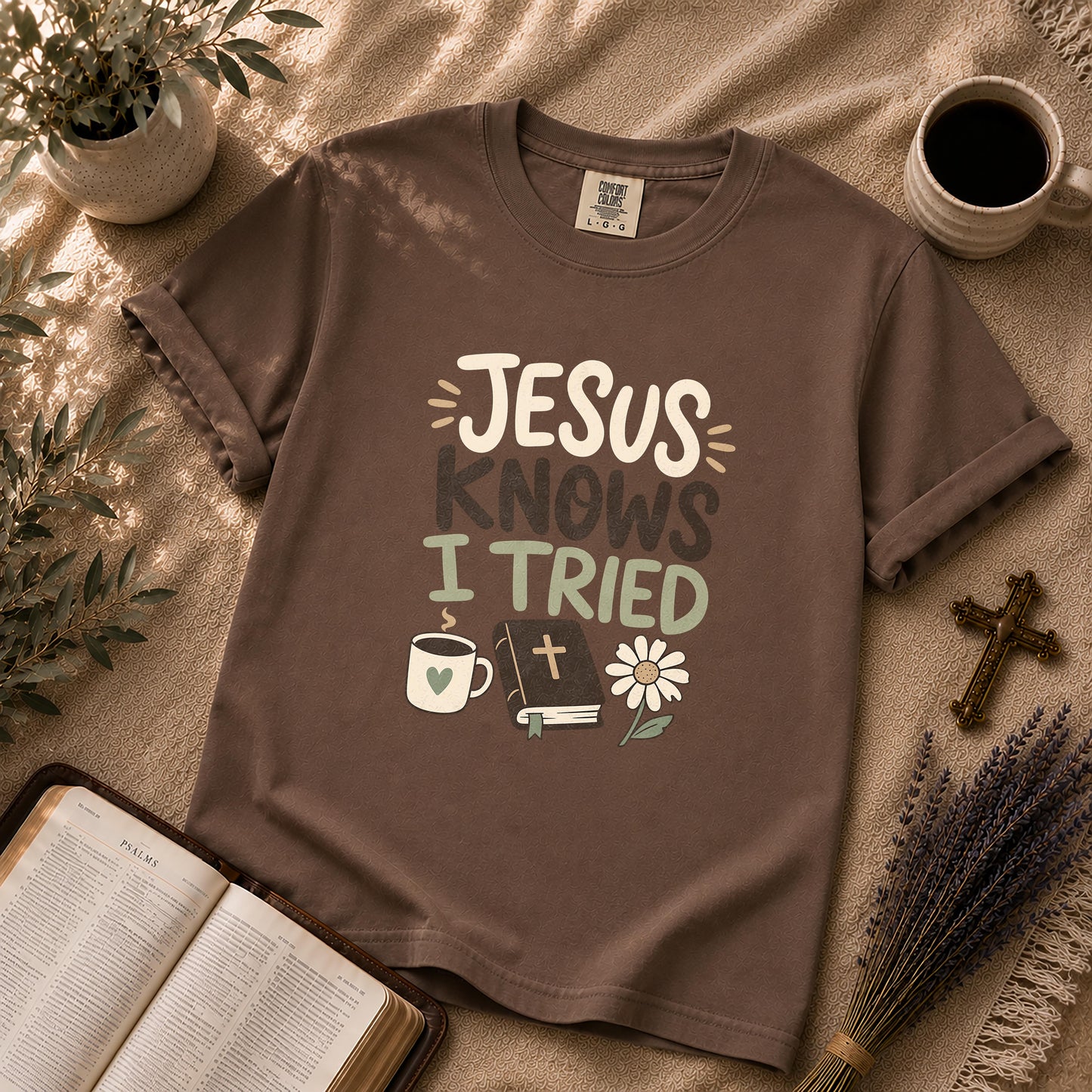 Jesus Knows I Tried Funny Christian T-Shirt