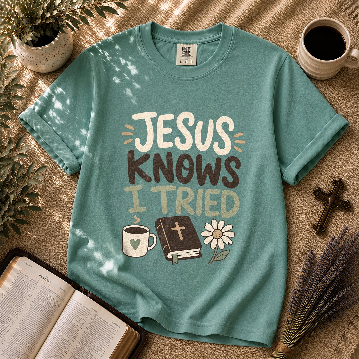 Jesus Knows I Tried Funny Christian T-Shirt