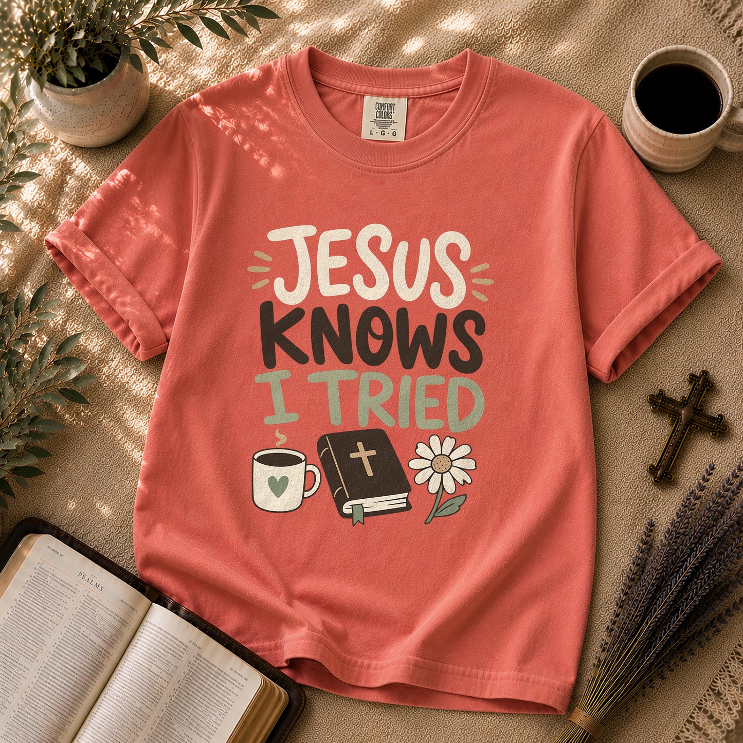 Jesus Knows I Tried Funny Christian T-Shirt