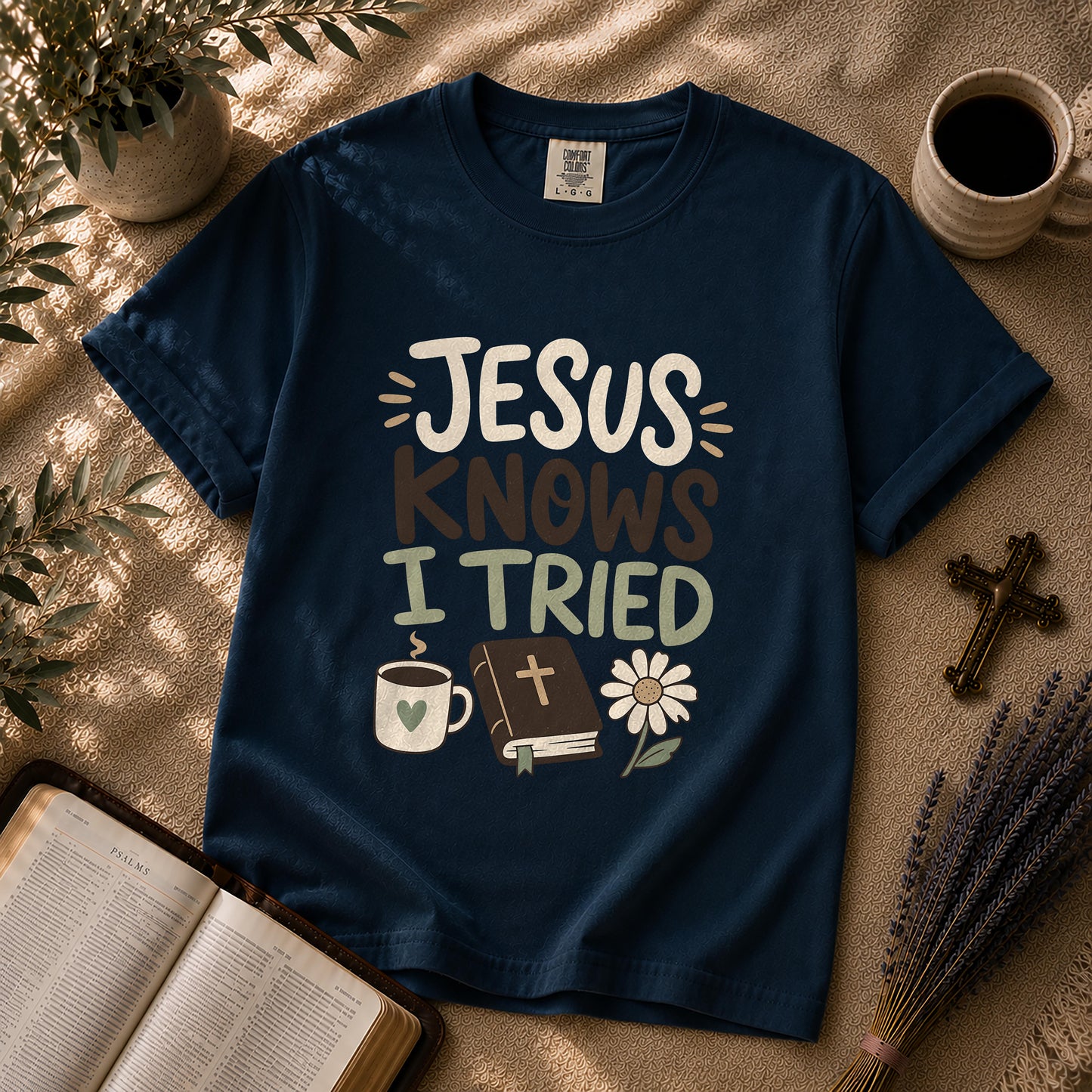 Jesus Knows I Tried Funny Christian T-Shirt