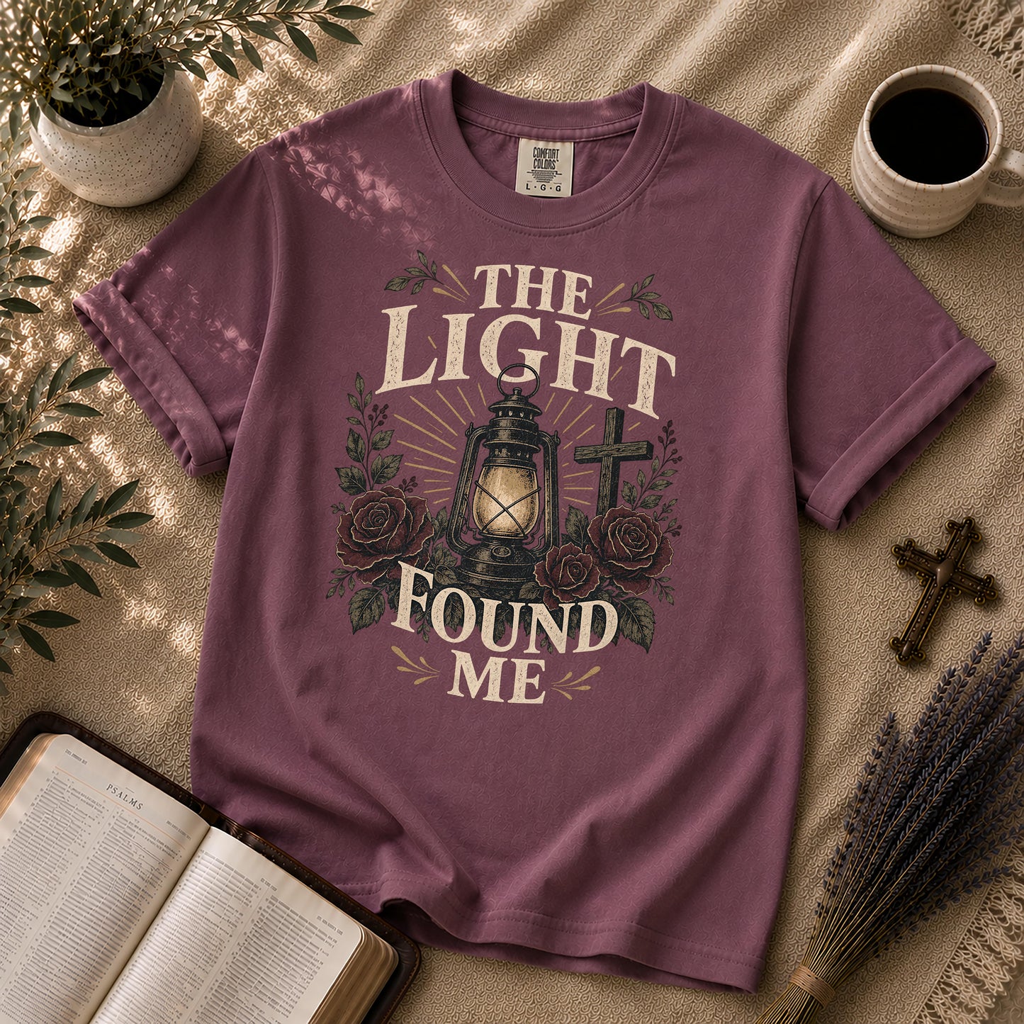 The Light Found Me Dark Floral Christian T-Shirt
