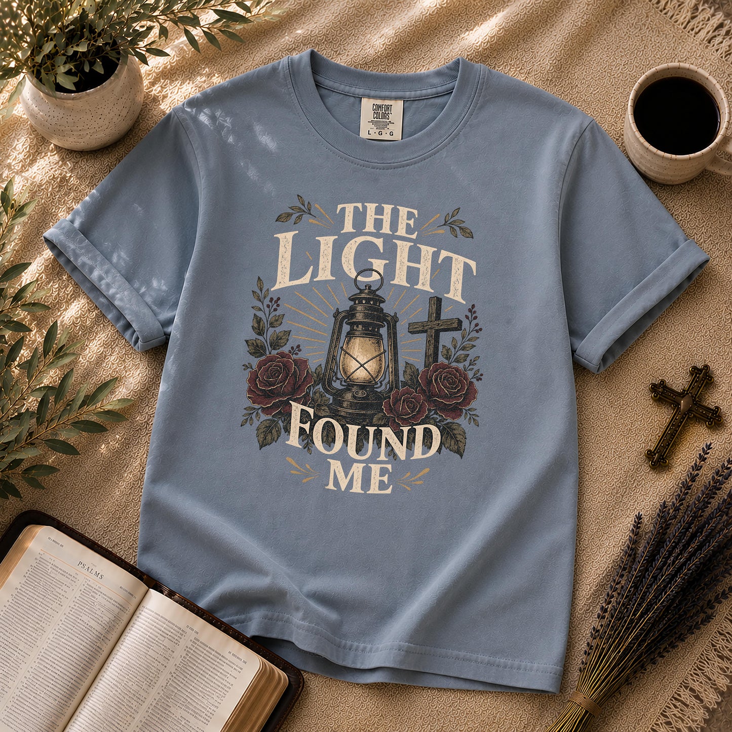 The Light Found Me Dark Floral Christian T-Shirt