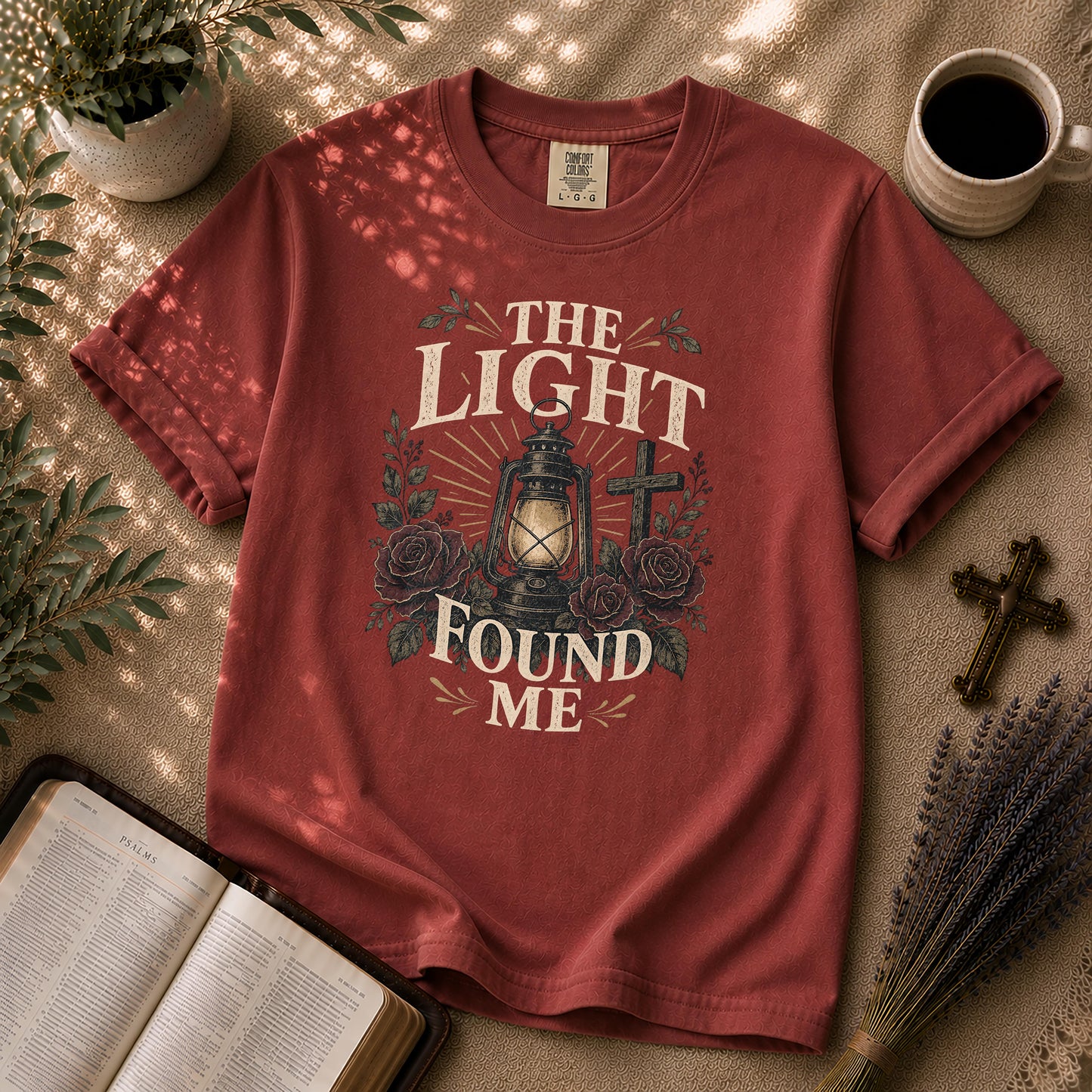 The Light Found Me Dark Floral Christian T-Shirt
