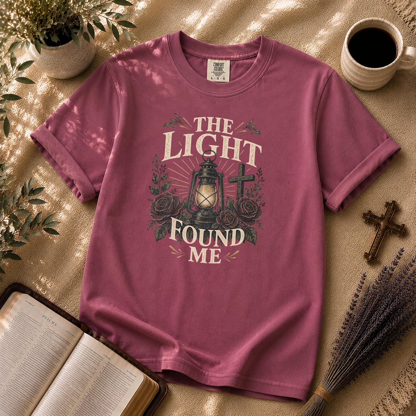 The Light Found Me Dark Floral Christian T-Shirt