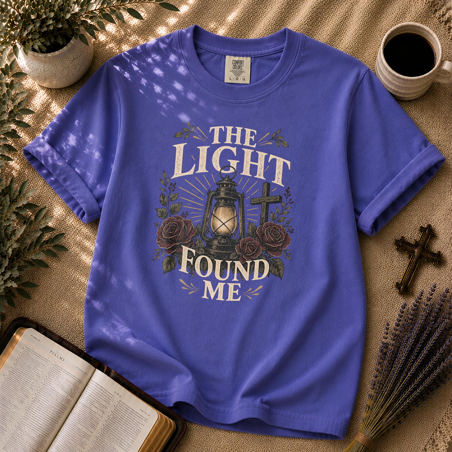 The Light Found Me Dark Floral Christian T-Shirt