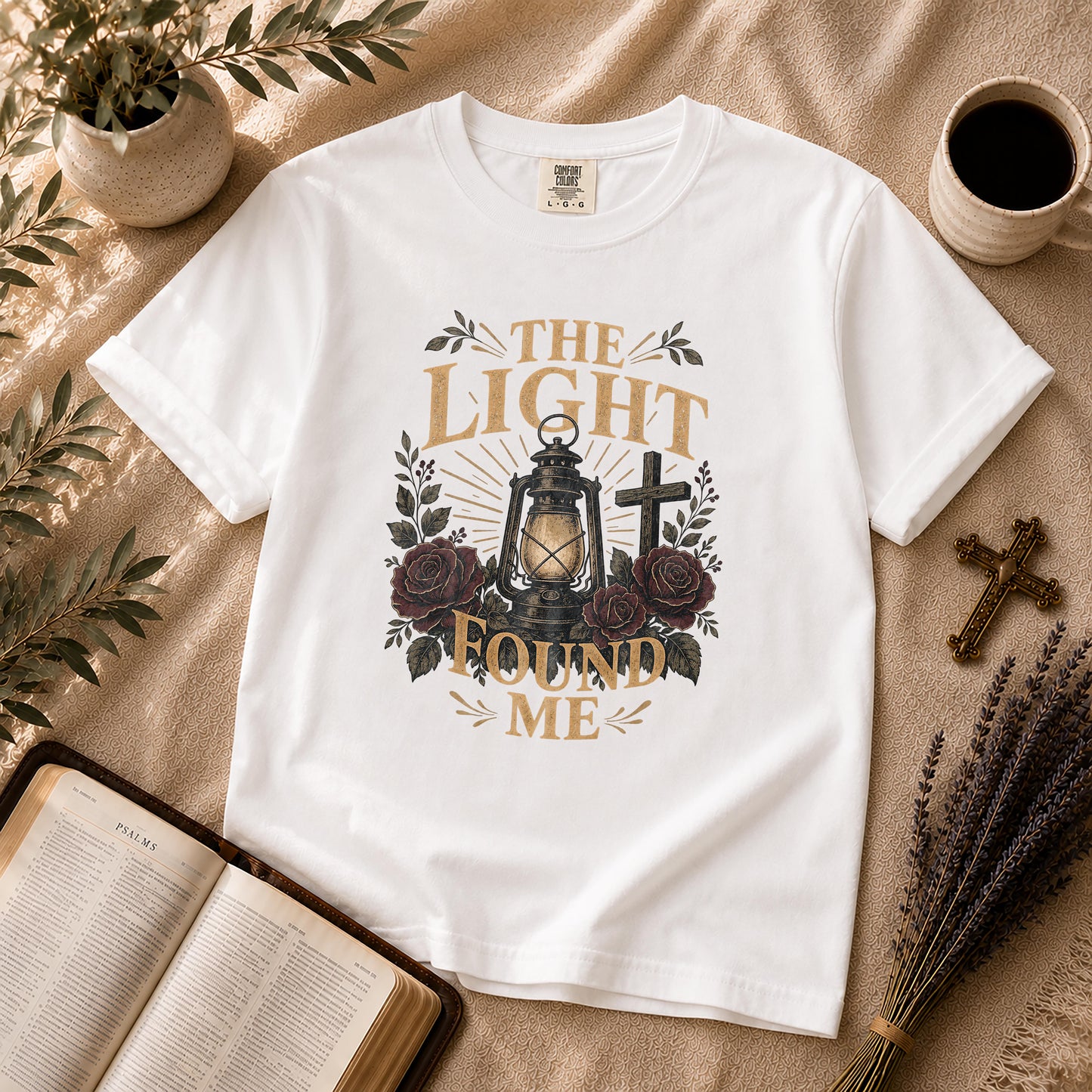 The Light Found Me Dark Floral Christian T-Shirt