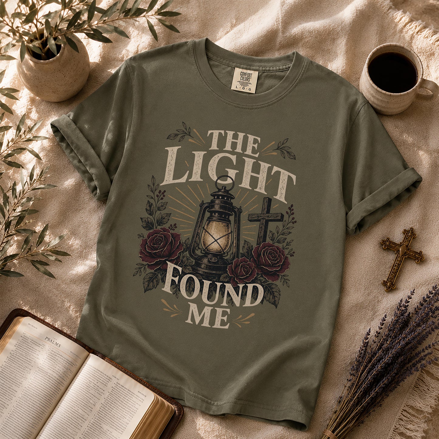 The Light Found Me Dark Floral Christian T-Shirt