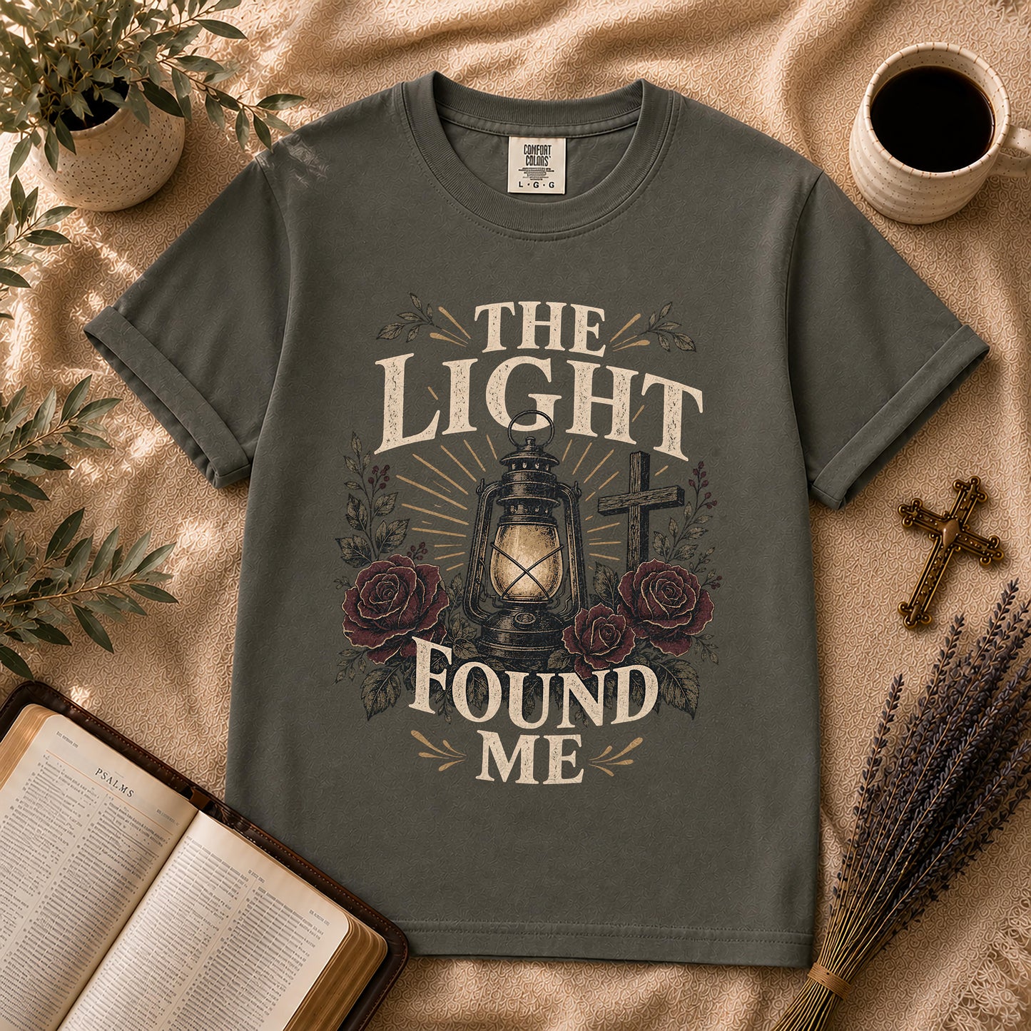 The Light Found Me Dark Floral Christian T-Shirt