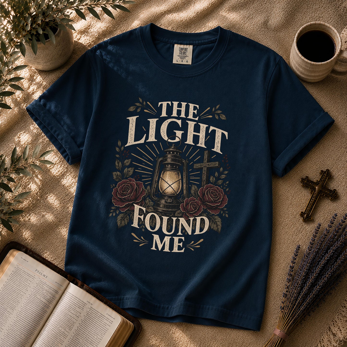 The Light Found Me Dark Floral Christian T-Shirt