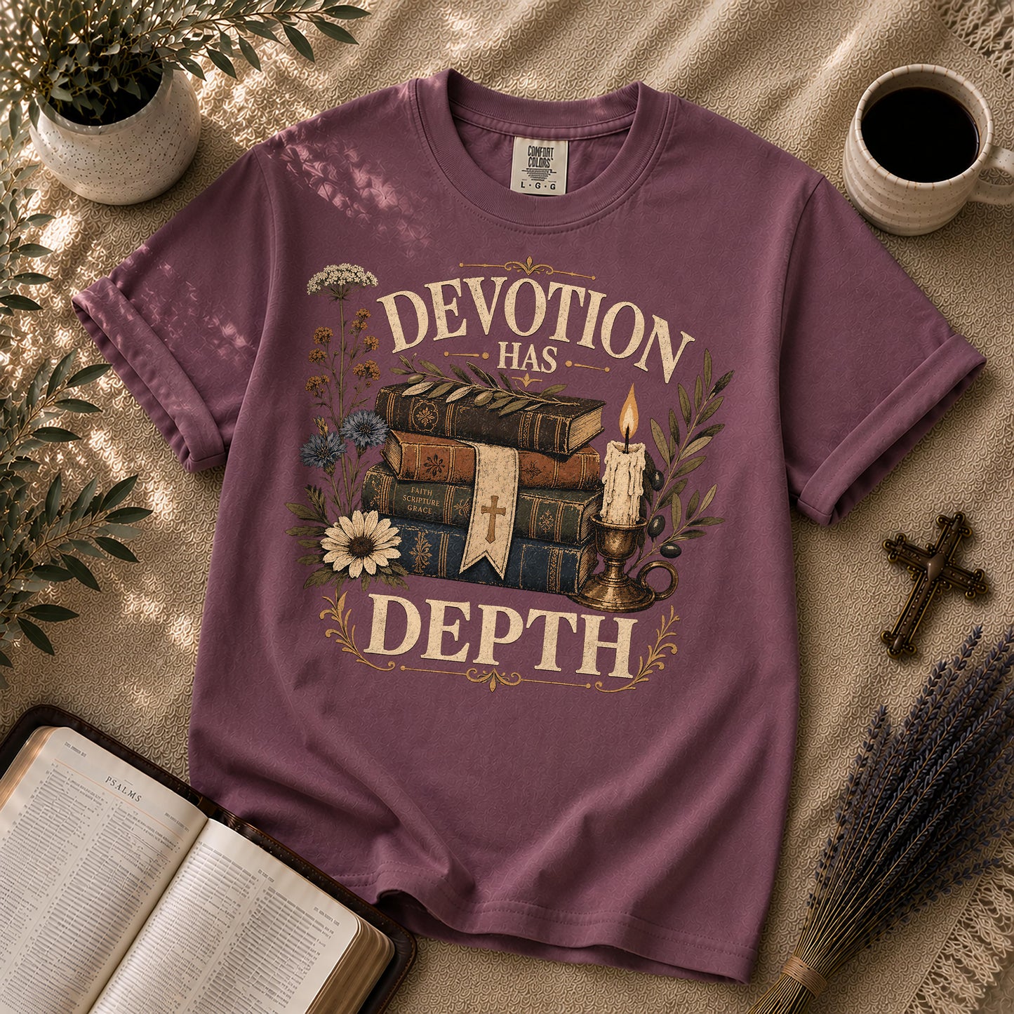 Devotion Has Depth Boho Dark Academia Christian Shirt