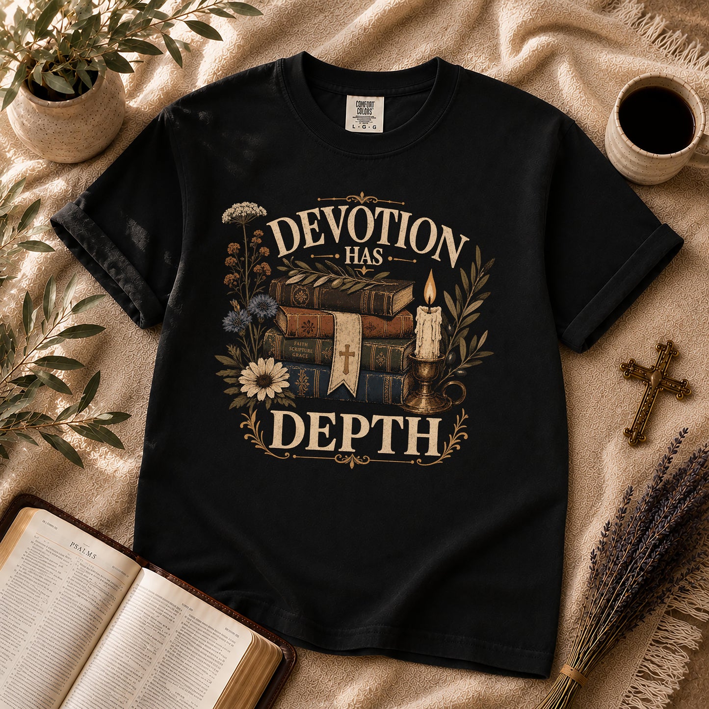 Devotion Has Depth Boho Dark Academia Christian Shirt