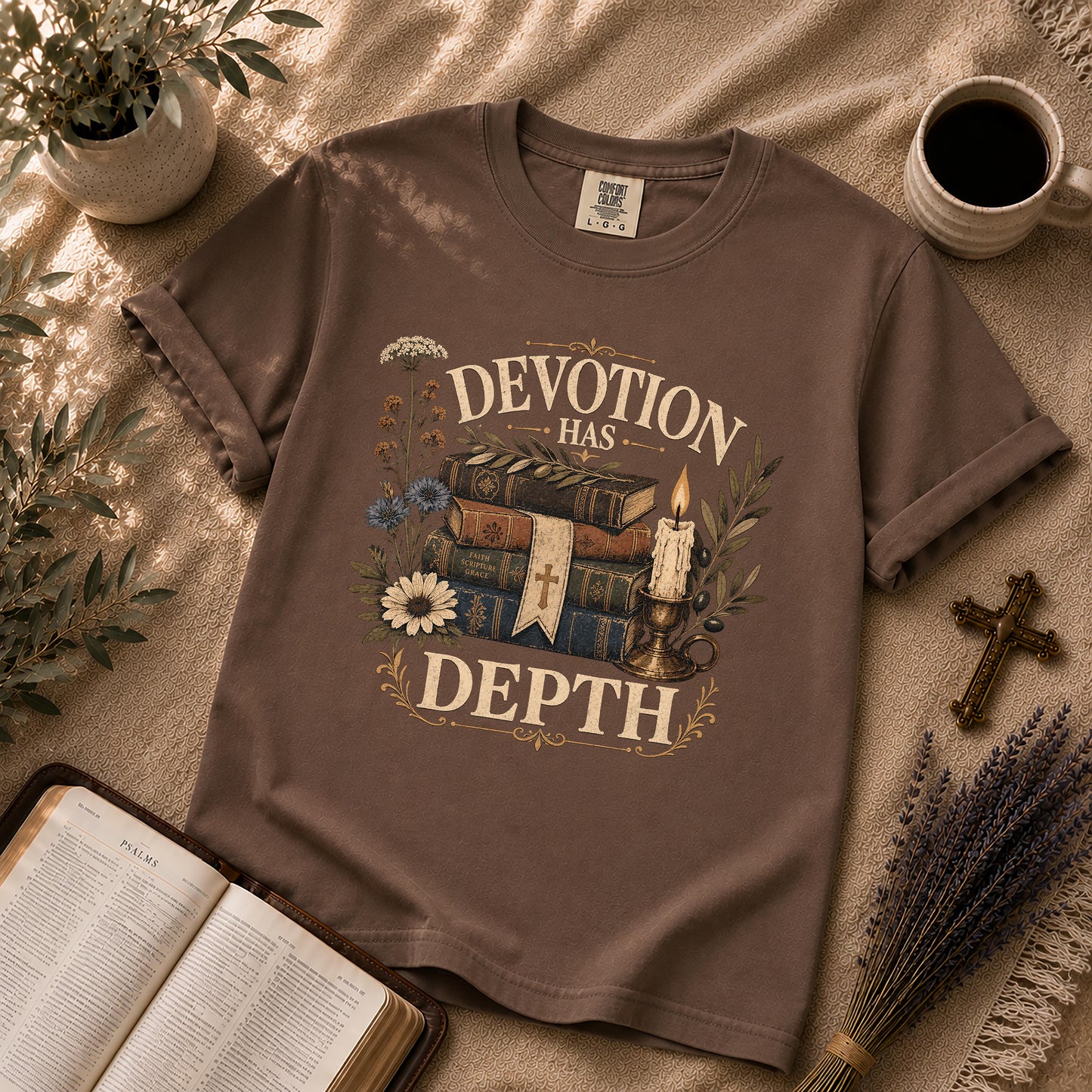 Devotion Has Depth Boho Dark Academia Christian Shirt