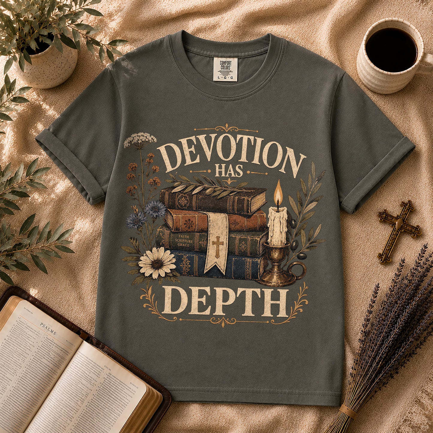 Devotion Has Depth Boho Dark Academia Christian Shirt