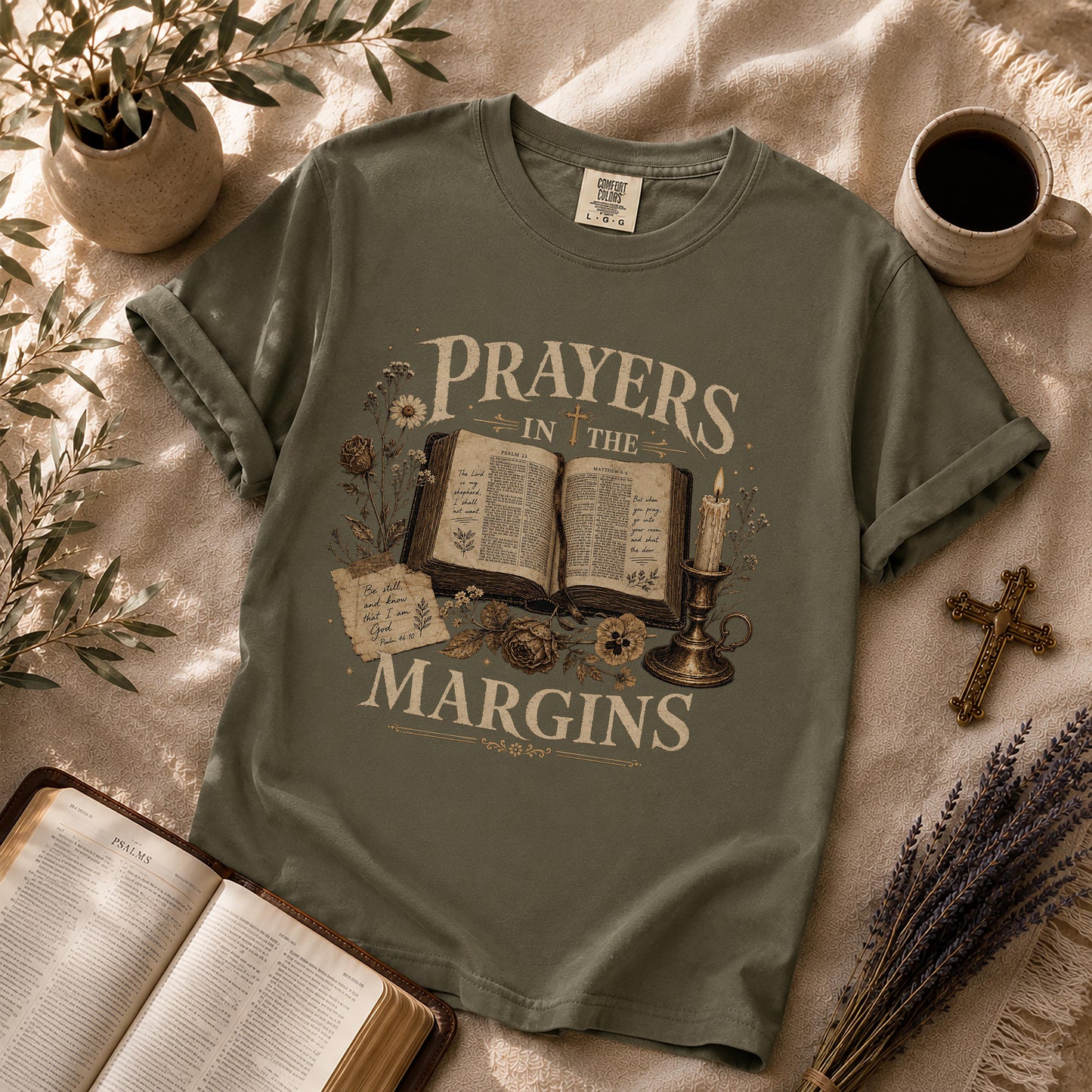 Prayers in the Margins Dark Academia Christian T-Shirt