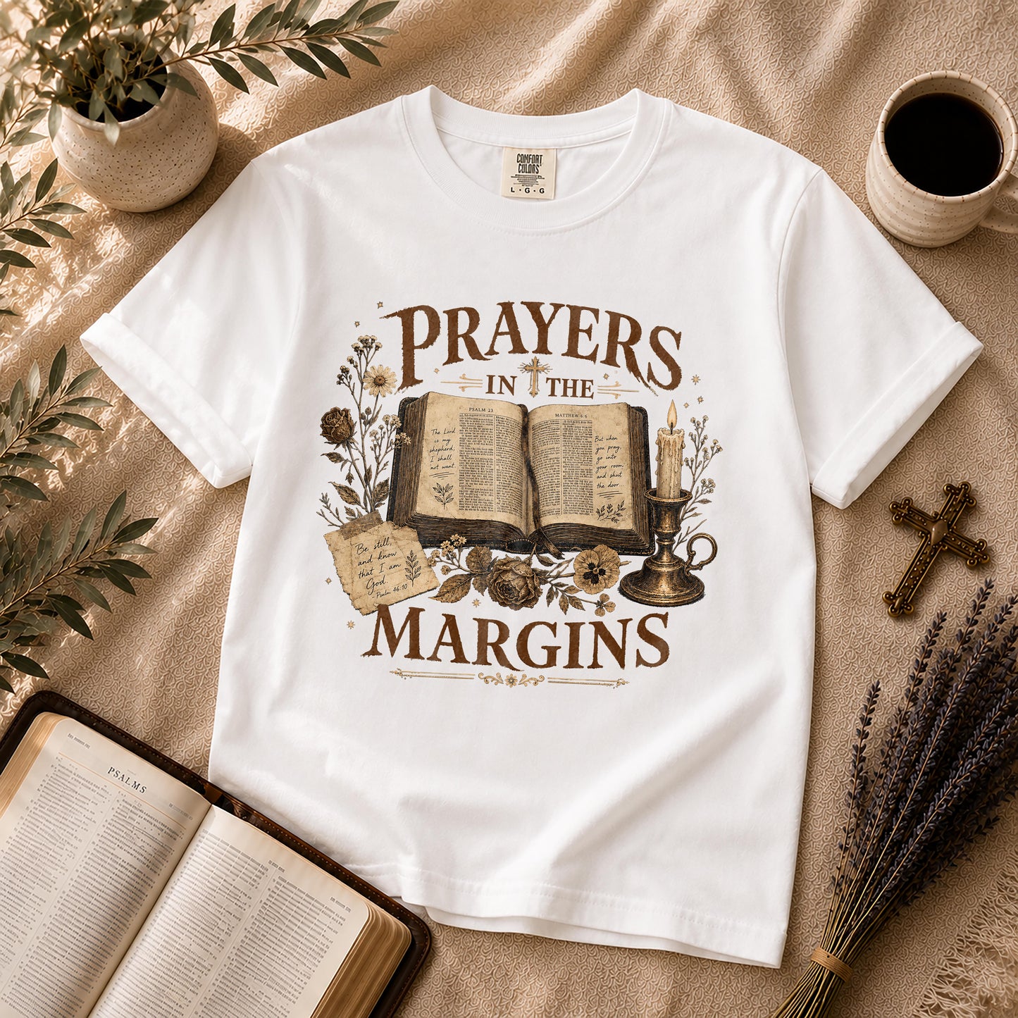 Prayers in the Margins Dark Academia Christian T-Shirt