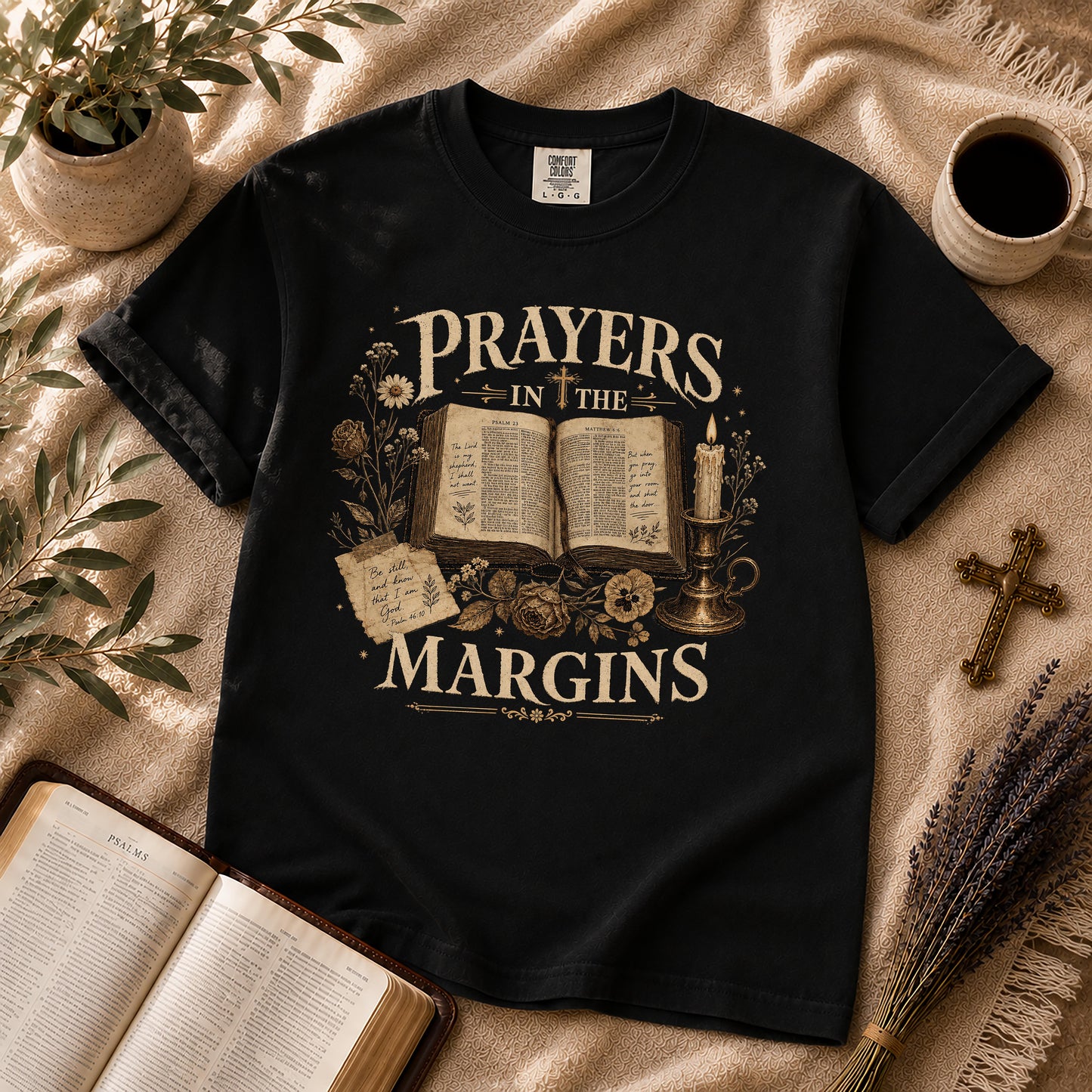 Prayers in the Margins Dark Academia Christian T-Shirt