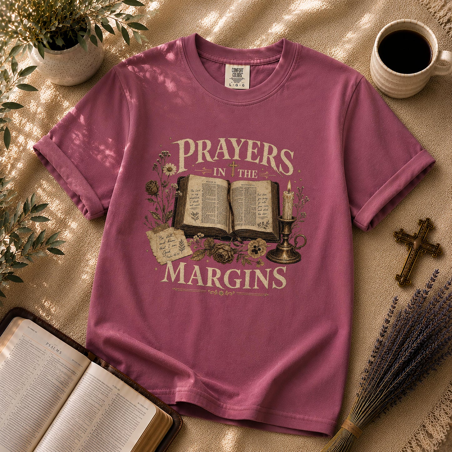 Prayers in the Margins Dark Academia Christian T-Shirt