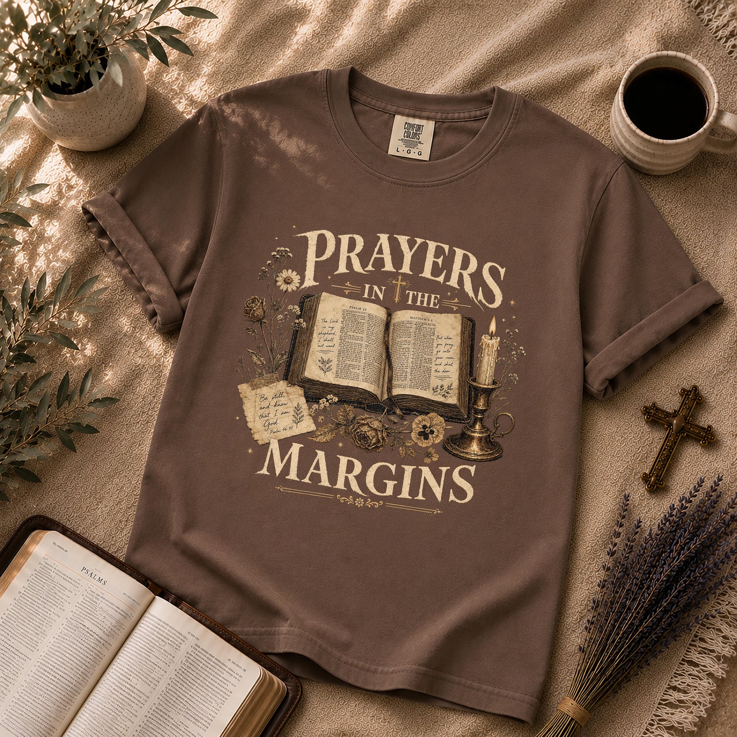 Prayers in the Margins Dark Academia Christian T-Shirt