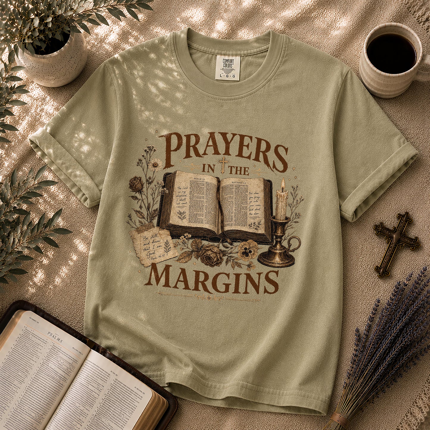 Prayers in the Margins Dark Academia Christian T-Shirt