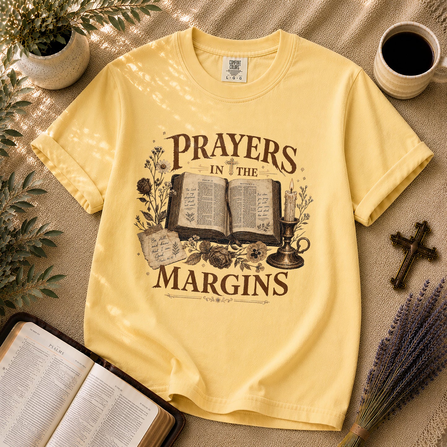 Prayers in the Margins Dark Academia Christian T-Shirt