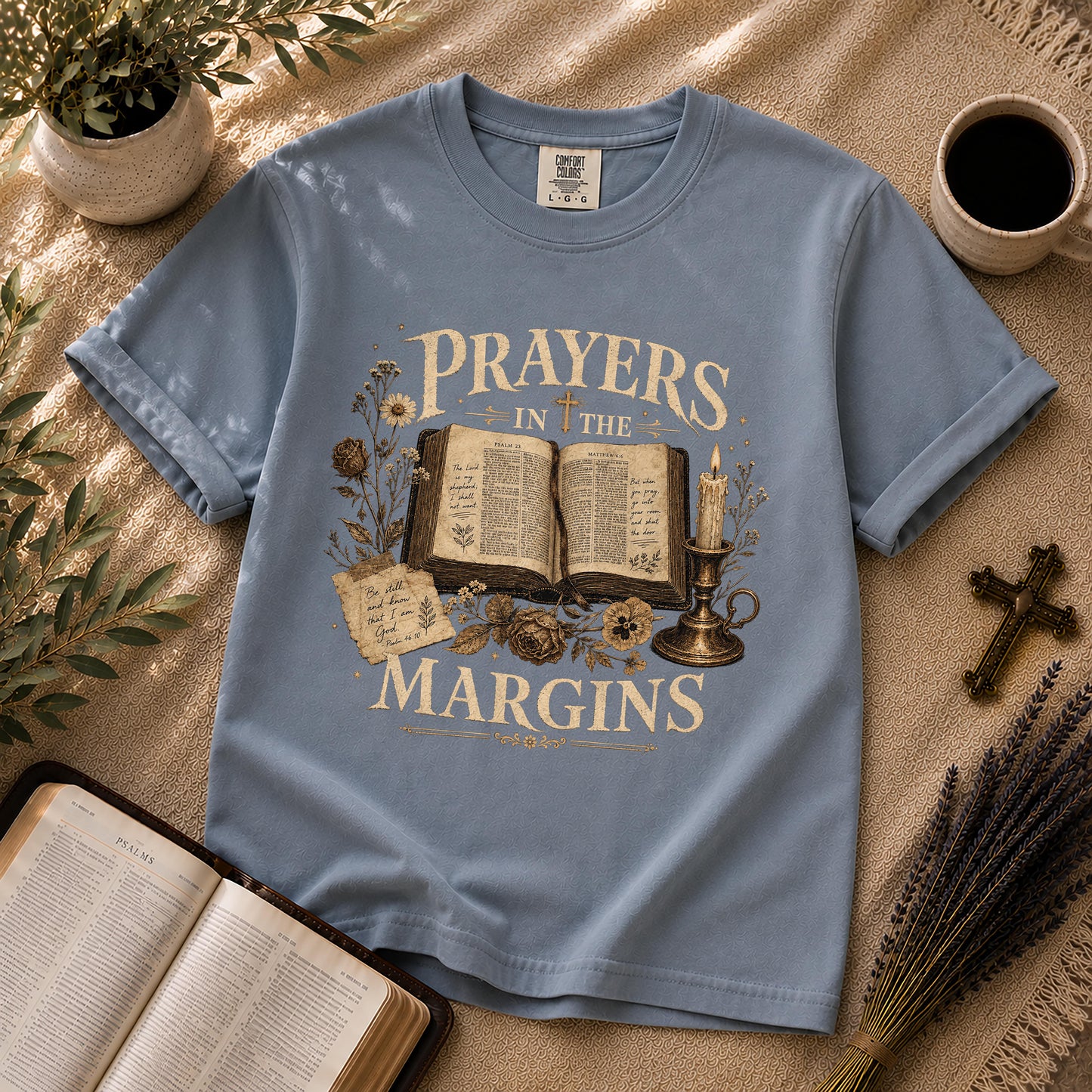 Prayers in the Margins Dark Academia Christian T-Shirt