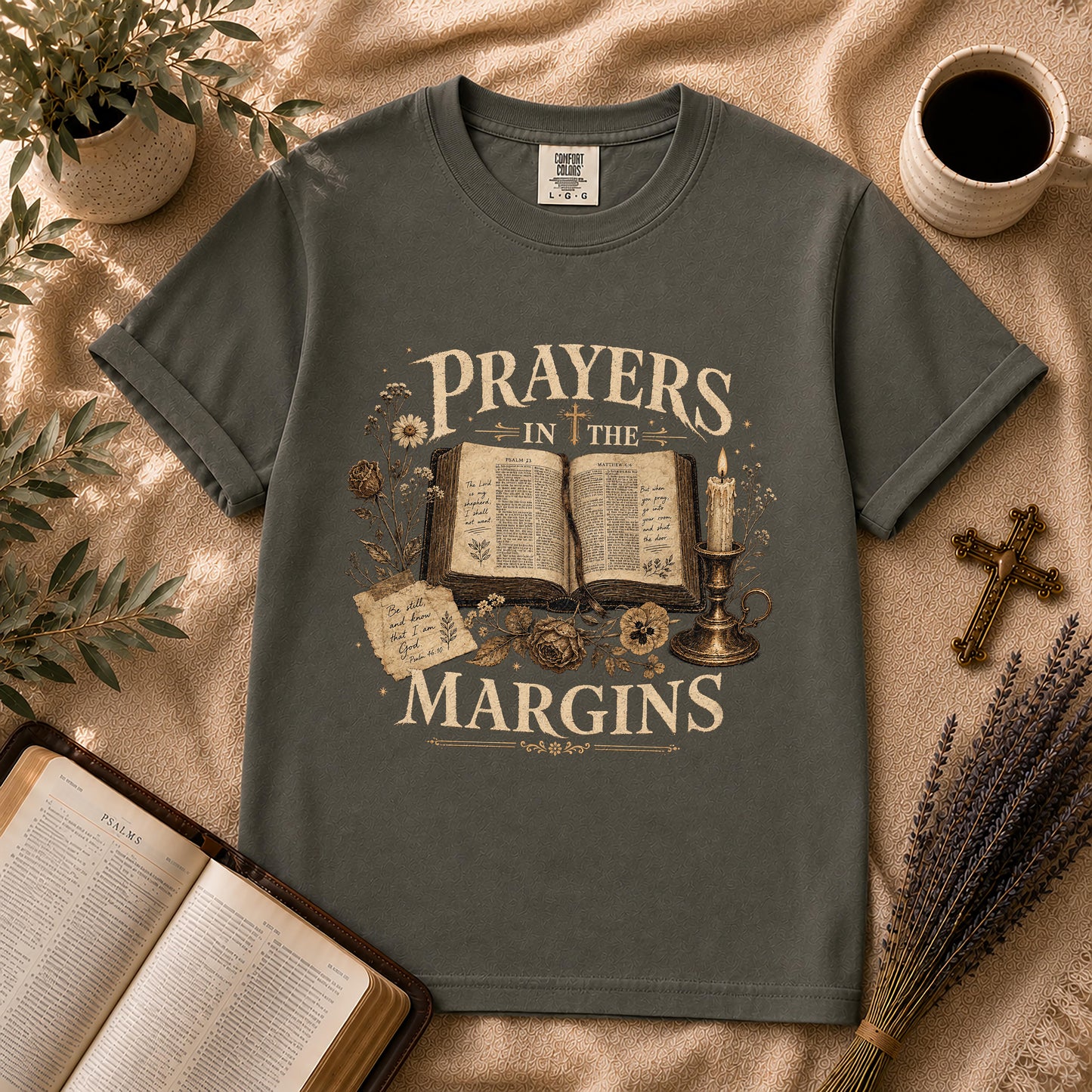 Prayers in the Margins Dark Academia Christian T-Shirt