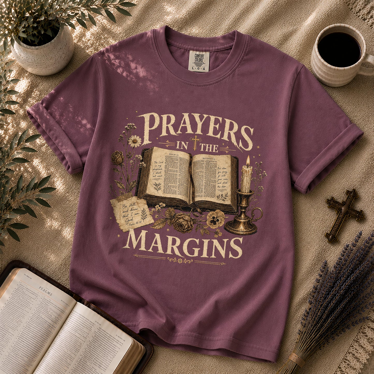 Prayers in the Margins Dark Academia Christian T-Shirt