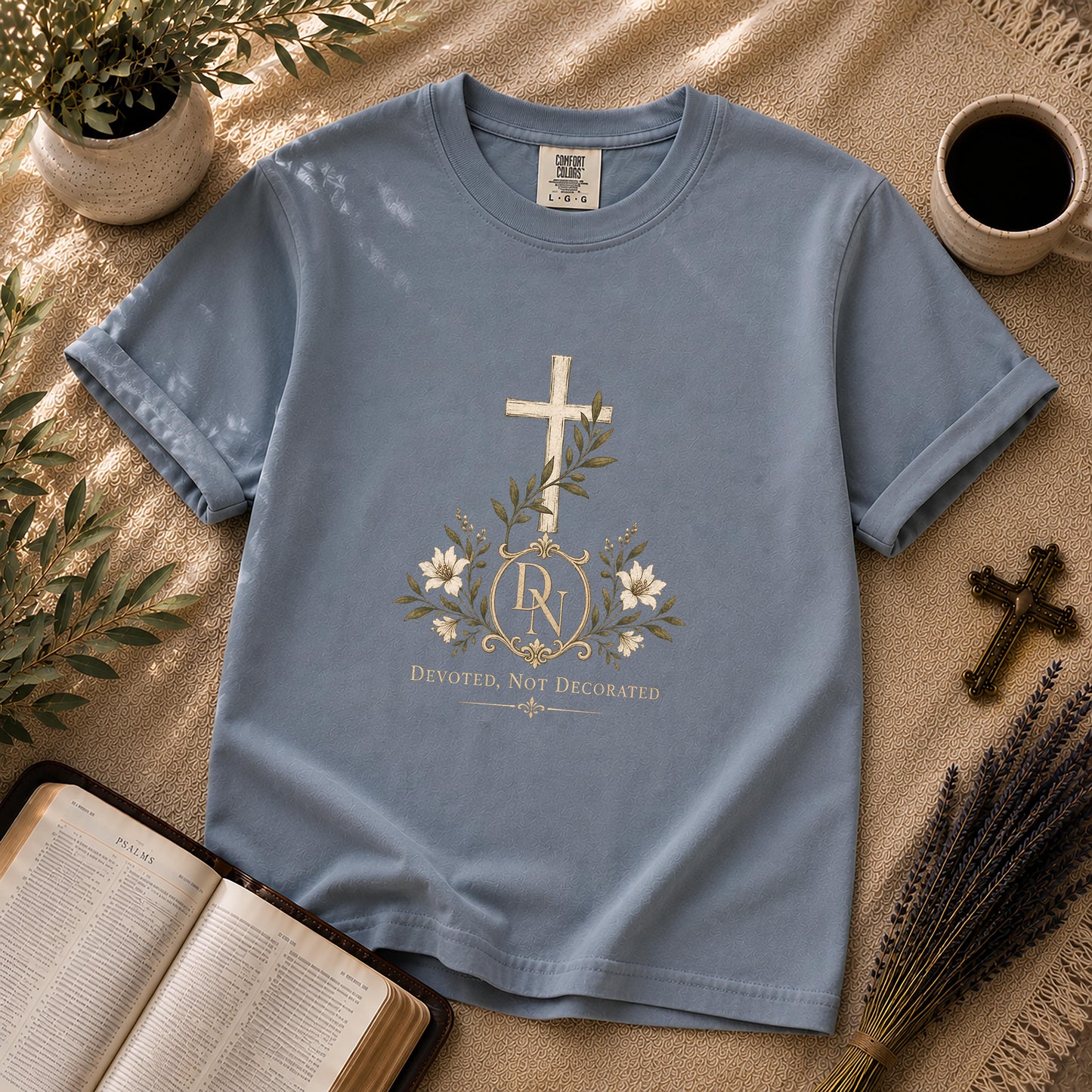 Devoted Not Decorated – Quiet Luxury Christian Tee