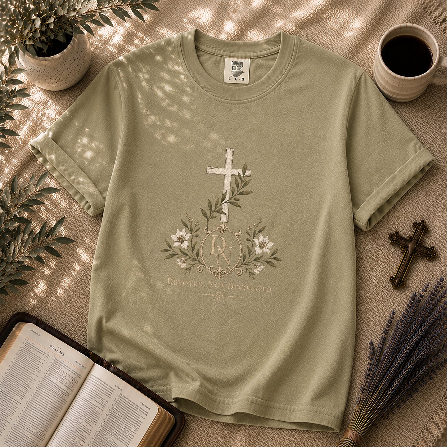 Devoted Not Decorated – Quiet Luxury Christian Tee
