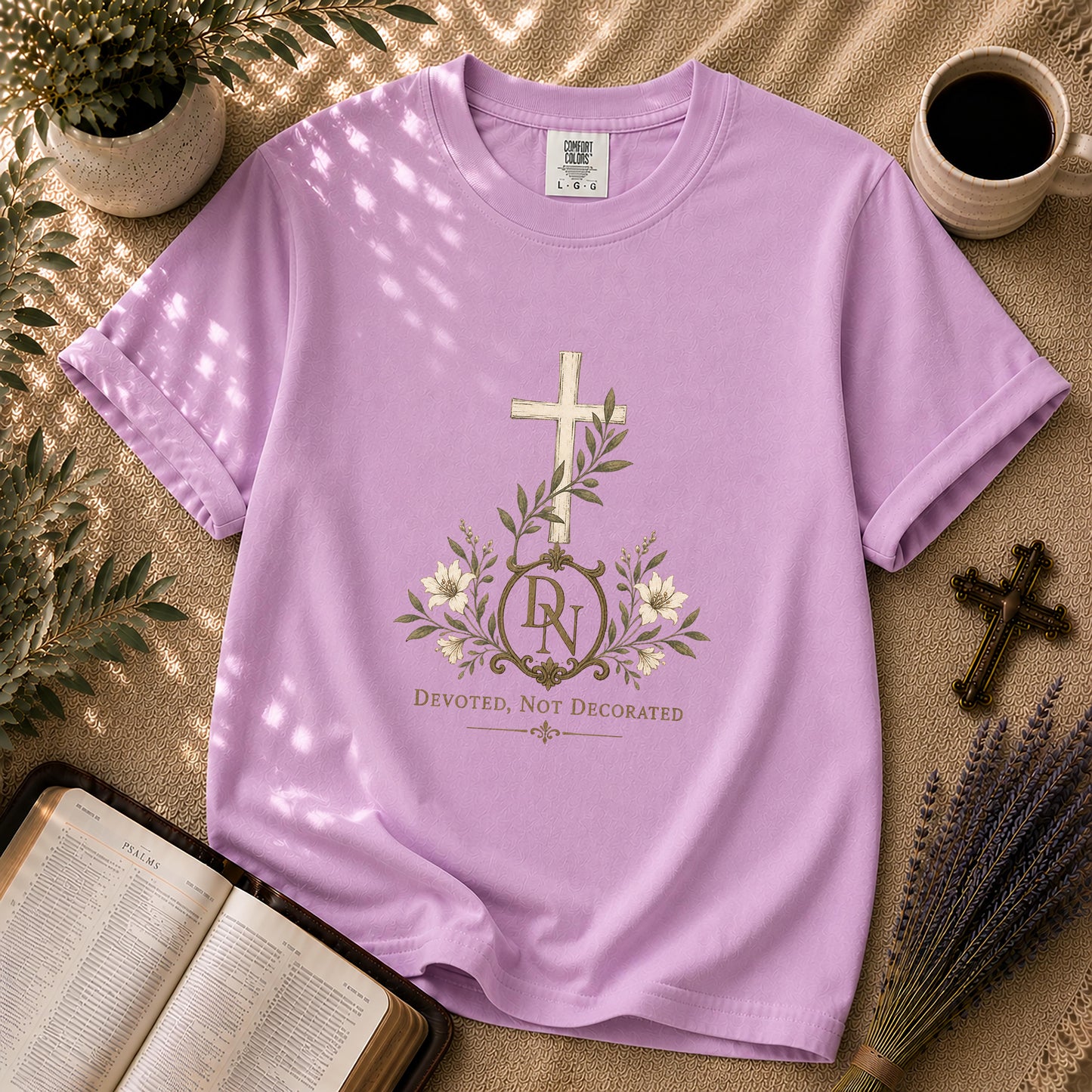 Devoted Not Decorated – Quiet Luxury Christian Tee