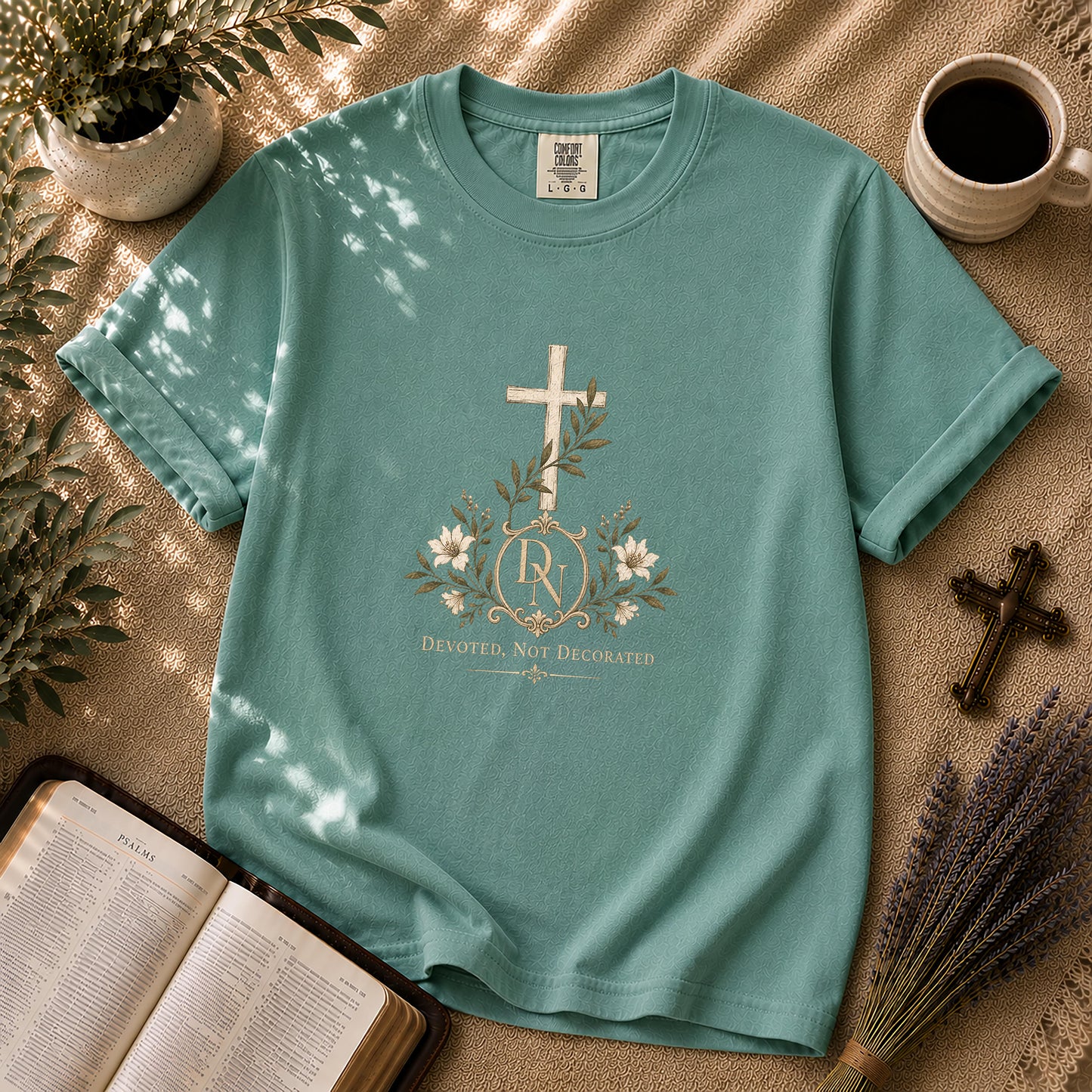 Devoted Not Decorated – Quiet Luxury Christian Tee