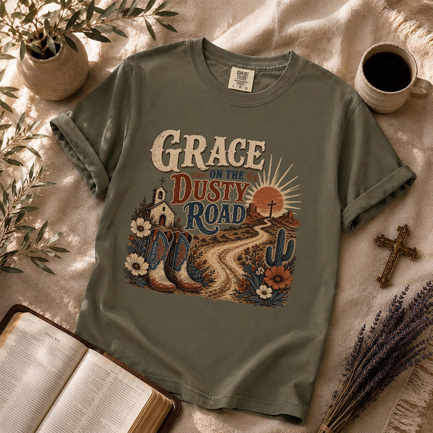 Grace on the Dusty Road – Western Christian Tee