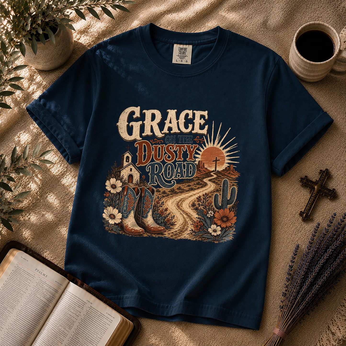 Grace on the Dusty Road – Western Christian Tee