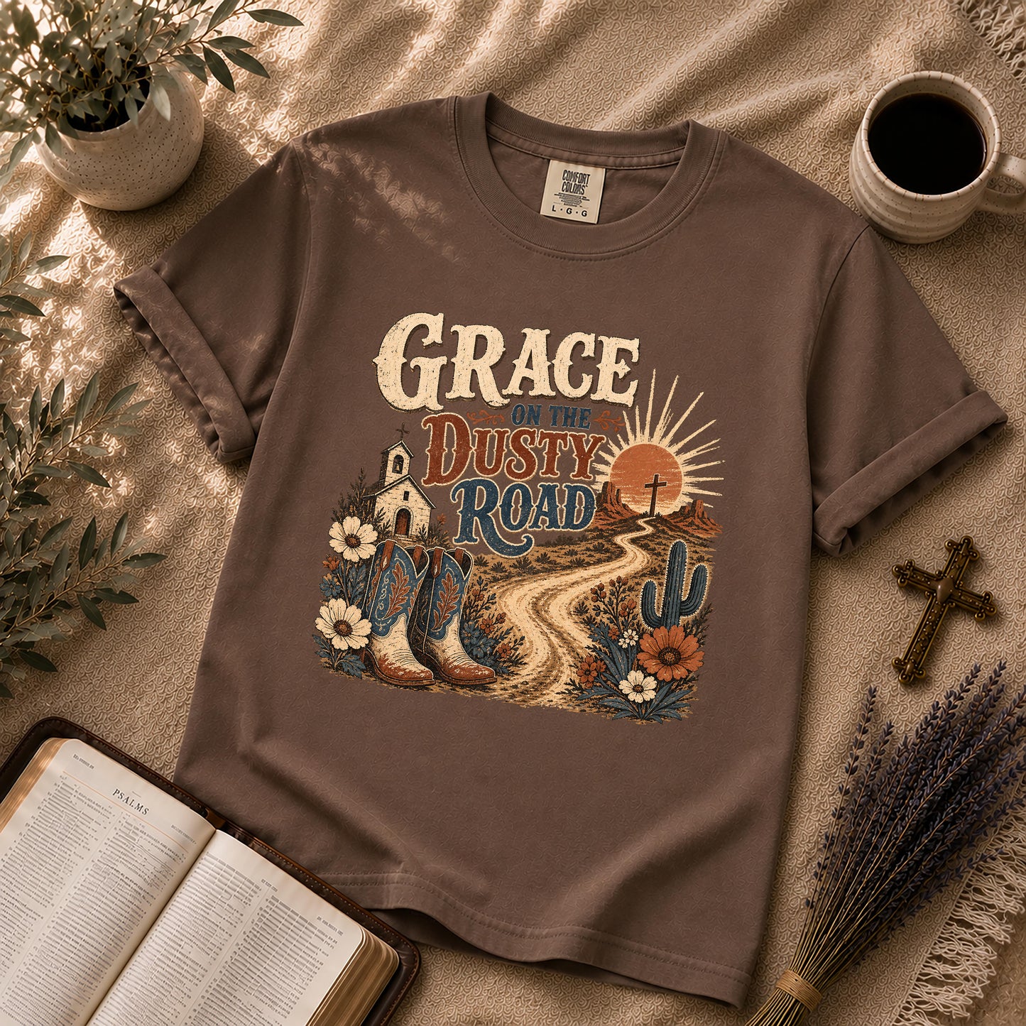 Grace on the Dusty Road – Western Christian Tee