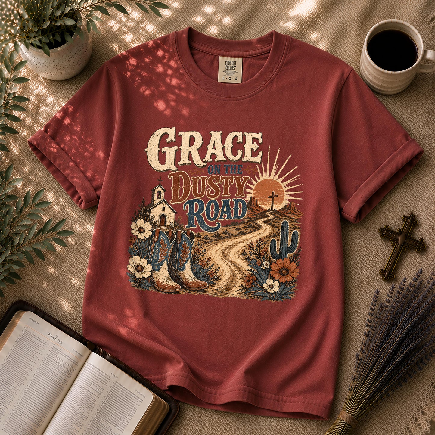 Grace on the Dusty Road – Western Christian Tee