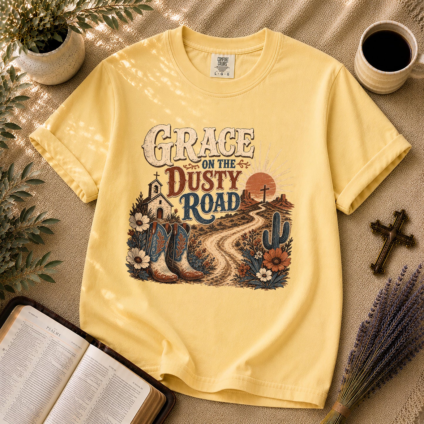 Grace on the Dusty Road – Western Christian Tee