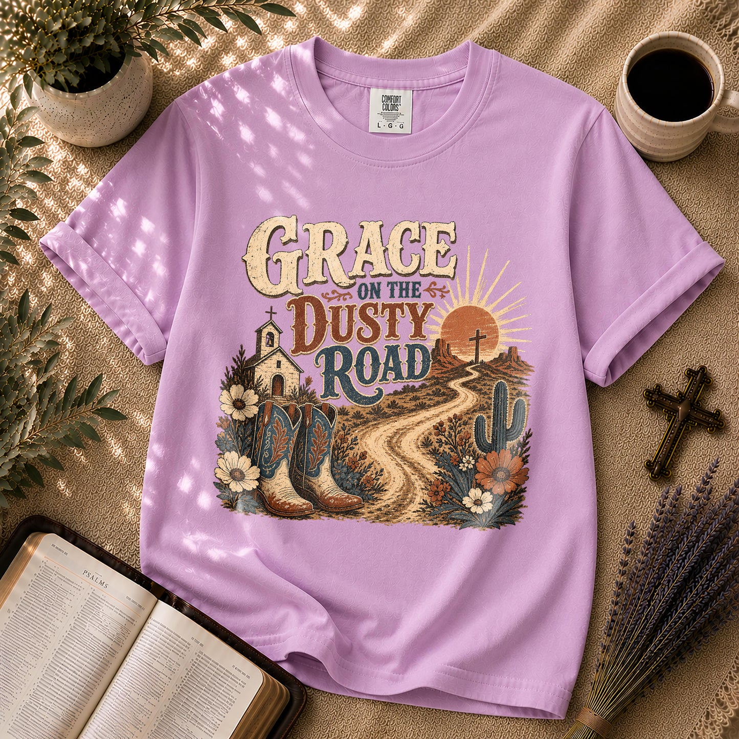 Grace on the Dusty Road – Western Christian Tee