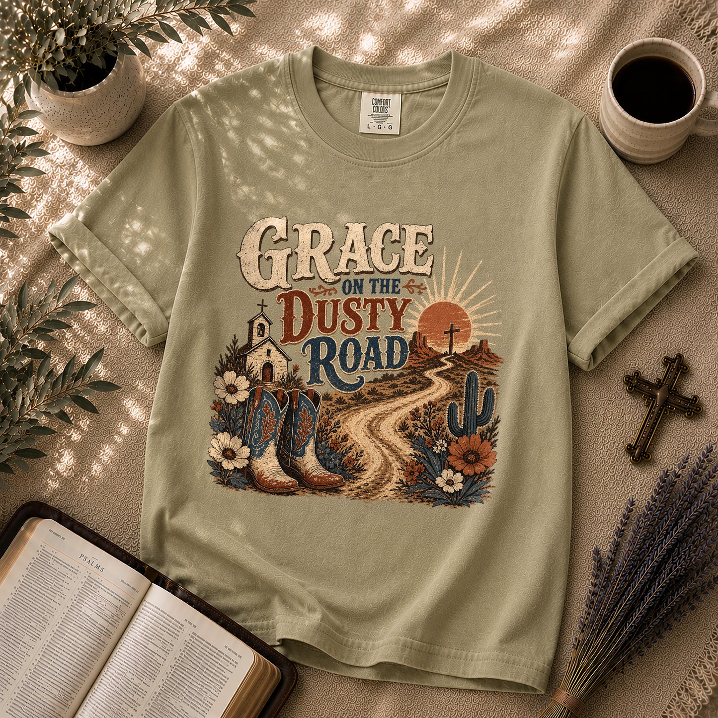 Grace on the Dusty Road – Western Christian Tee
