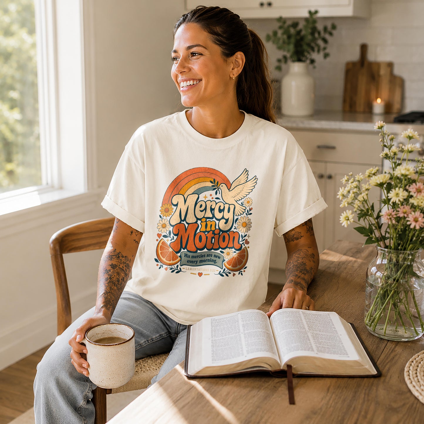 Mercy in Motion – 70s Retro Christian Tee