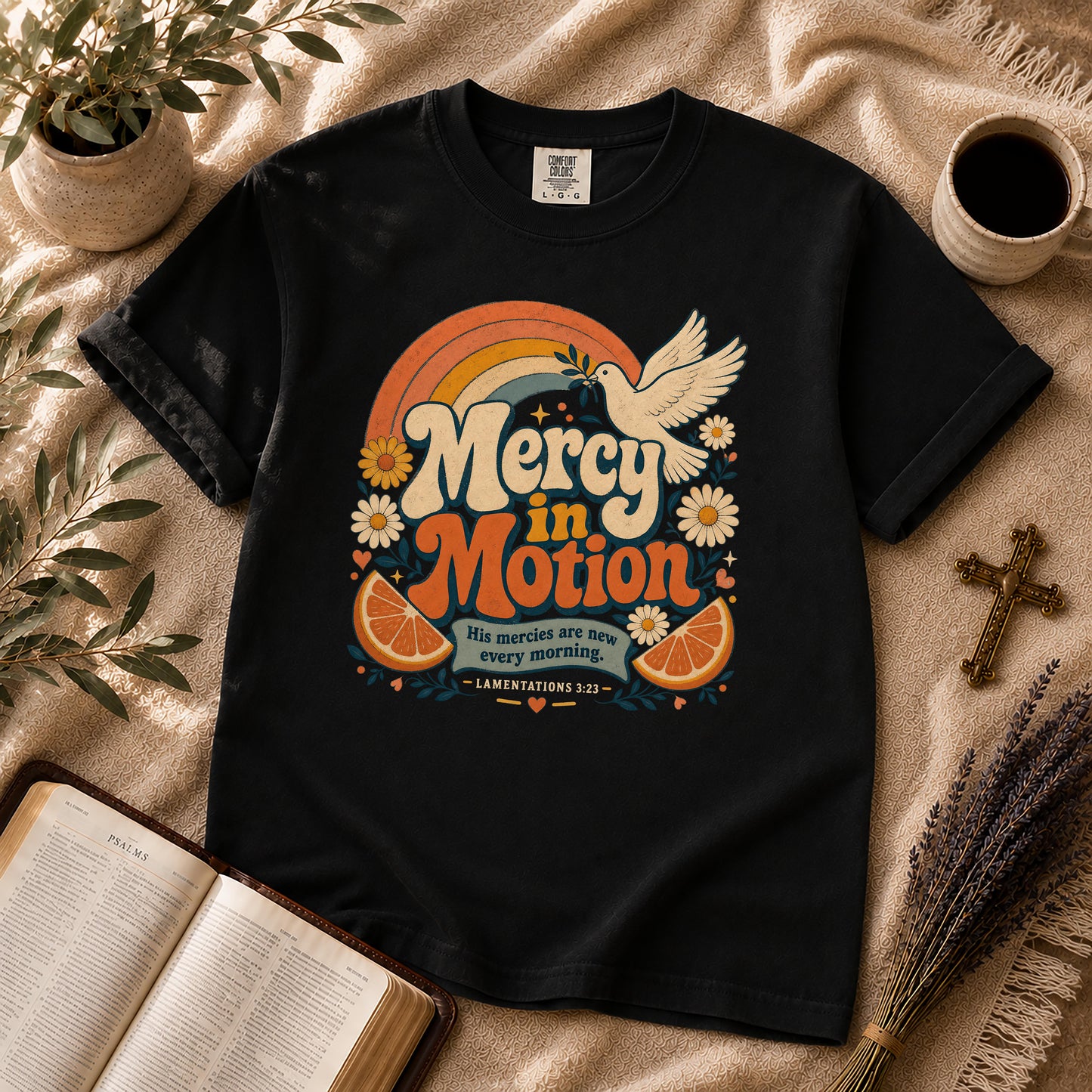 Mercy in Motion – 70s Retro Christian Tee