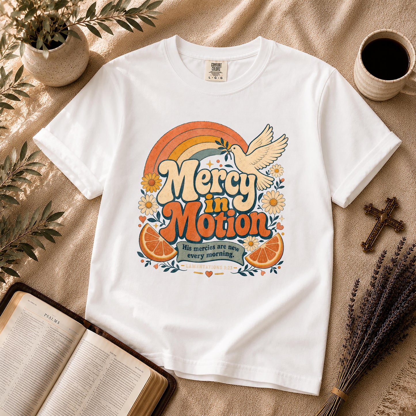 Mercy in Motion – 70s Retro Christian Tee